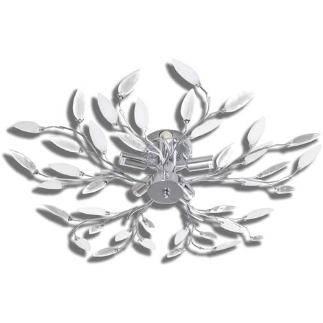 vidaXL Lámpara de techo brazos de cristal forma hoja 5 bombillas E14 - Bianco