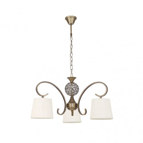 Lampara bogota 3xe14 cuero pantalla beis  regx57x57 cm