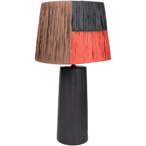 Lampara Ceramica Negra Pantalla Colores Cuerda
