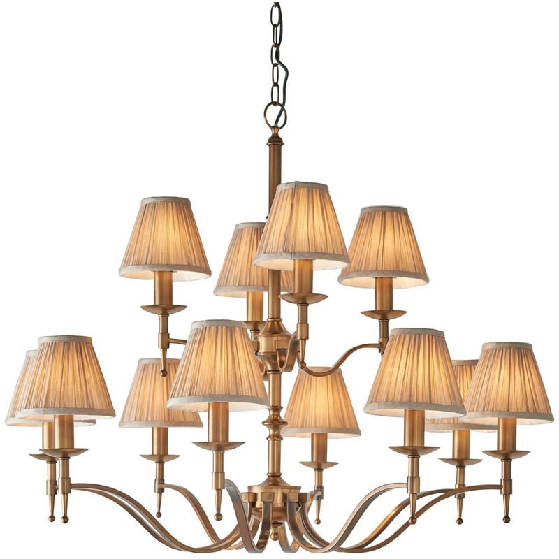 

Interiors 1900 Lighting - Interiors Stanford Antique Brass - Lámpara de araña de 12 luces con varios brazos, acabado de latón antiguo, E14