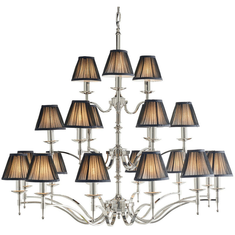 

Interiors 1900 Lighting - Interiors Stanford Nickel - Lámpara de araña de 21 brazos múltiples, acabado en placa de níquel pulido, E14