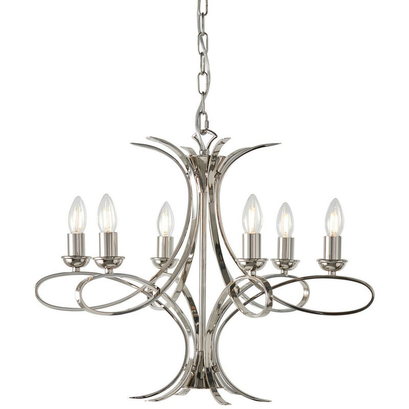 

Interiors - Candelabro colgante de techo con 6 brazos, níquel pulido, E14