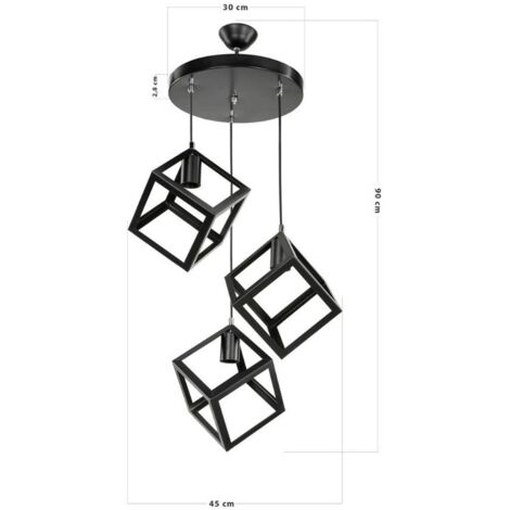 Lámpara colgante Agatha MDL3790 3 cubo negro