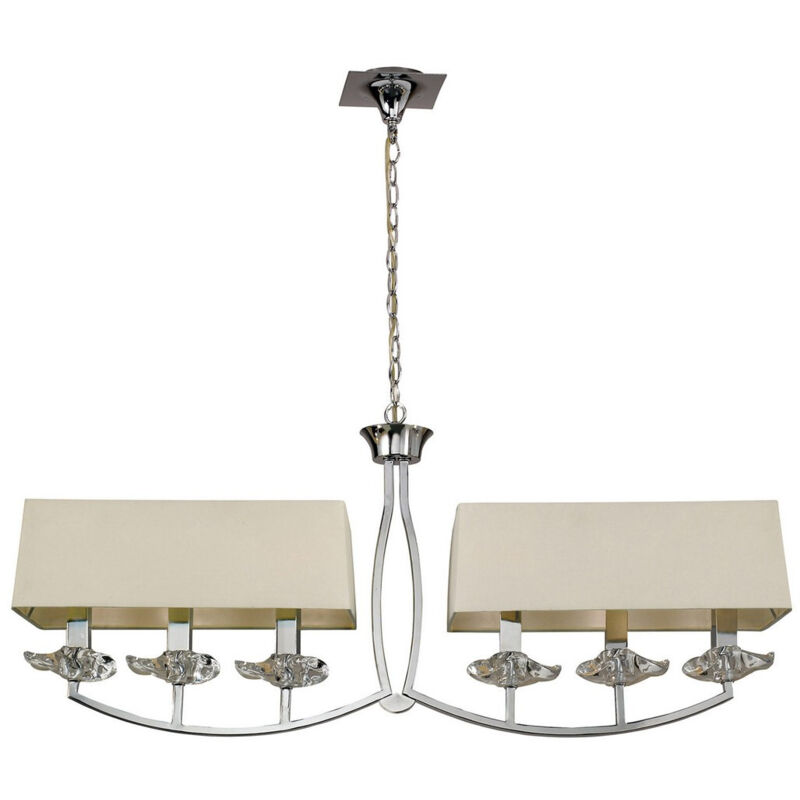 Inspired Mantra Akira Suspensión Lineal 2 Brazos 6 Luces E14, Cromo Pulido Con Pantallas Crema