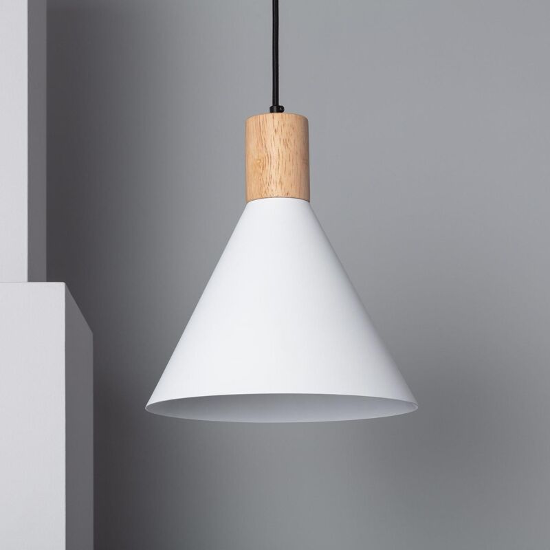 

Lámpara Colgante de Metal y Madera Arbat Blanco - Blanco