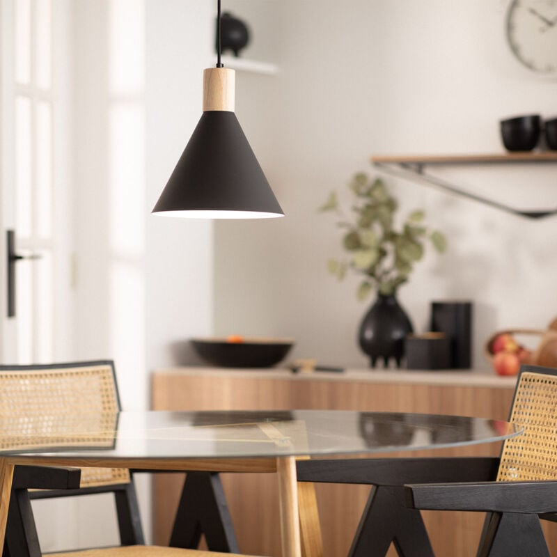 

Lámpara Colgante de Metal y Madera Arbat Negro - Negro