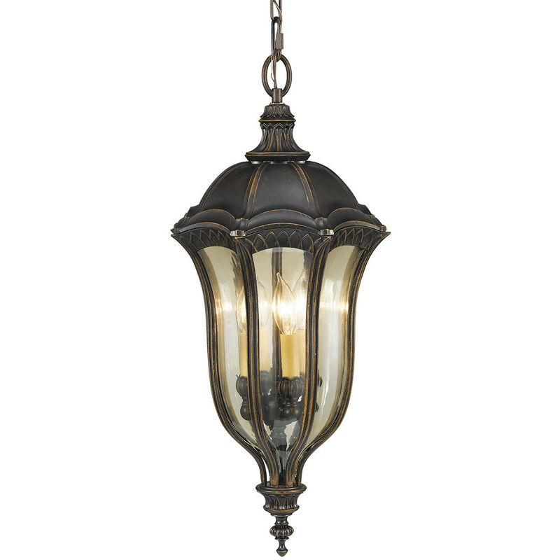 

Elstead Baton Rouge - Linterna de cadena de techo exterior 4 luces Nogal IP44, E14