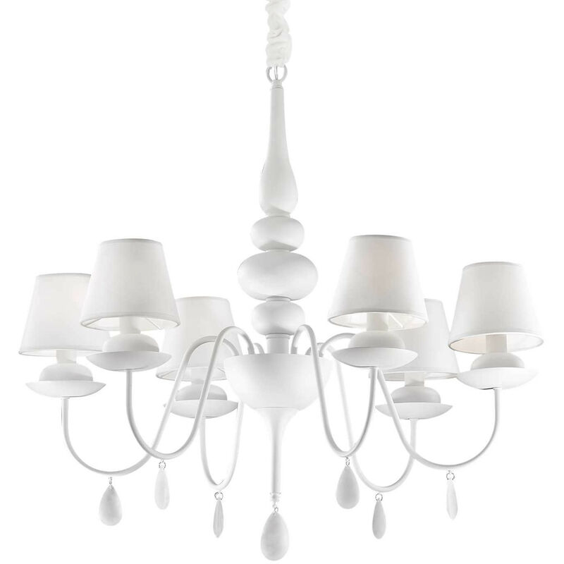 

Ideal Lux Blanche - Araña de luces con brazos múltiples, acabado blanco, E14, 6 luces