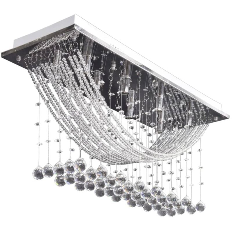 

vidaXL Lámpara de techo con lágrimas de cristal 8 x G9 29 cm - Plateado