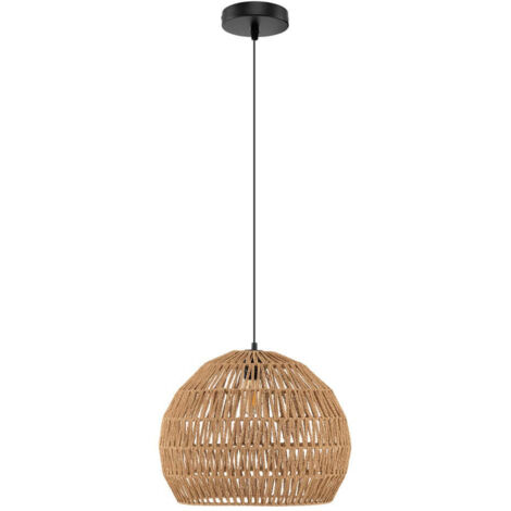 Lámpara colgante bohemia con pantalla de 43 x 34 cm altura regulable ambiente cálido estilo natural papel marrón 200012306
