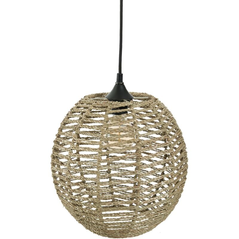 

Lámpara colgante bola de ratán y metal