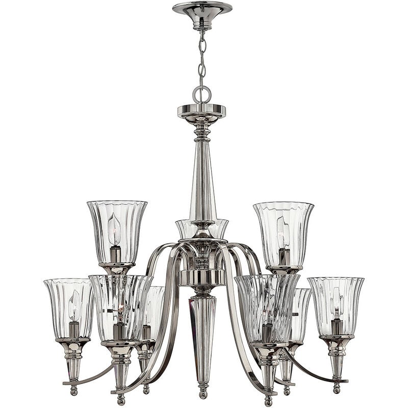 

Elstead Chandon - Lámpara de araña de 9 luces con varios brazos, acabado de ley, E14