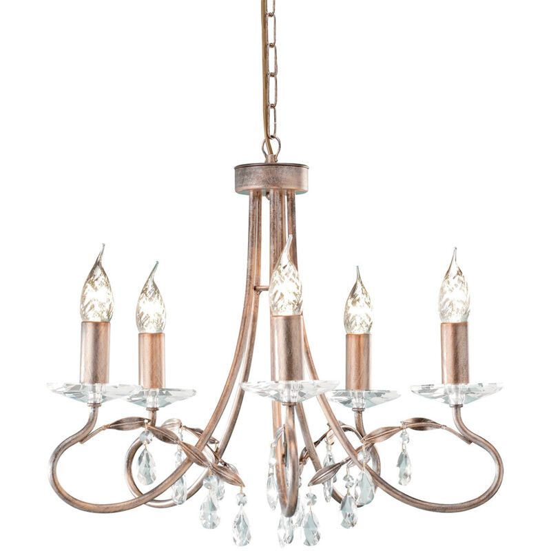 Elstead Christina - Lámpara de araña de 5 luces Plata, acabado dorado, E14