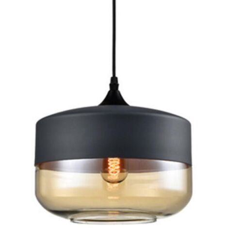 Lámpara colgante cilíndrica aplanada, estilo retro vintage contemporáneo, araña con pantalla de cristal y cable ajustable, luminaria para comedor, dormitorio, sala de estar, bar, ahumada.