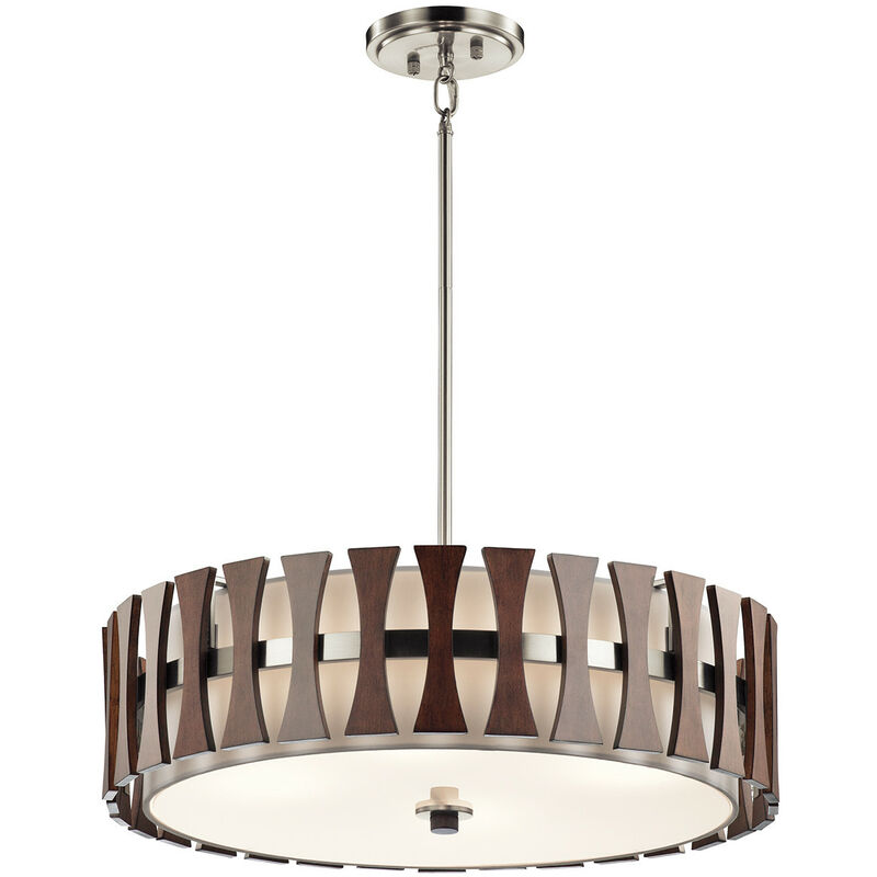 

Elstead Cirus - Lámpara colgante de techo semi empotrada redonda de 4 luces de madera clara, E27