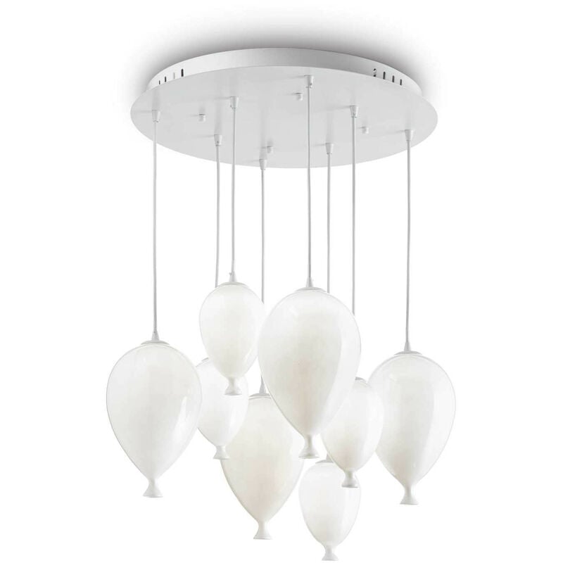 

Ideal Lux Clown - 8 Lámpara colgante de racimo de globos, mediana, blanca, G9