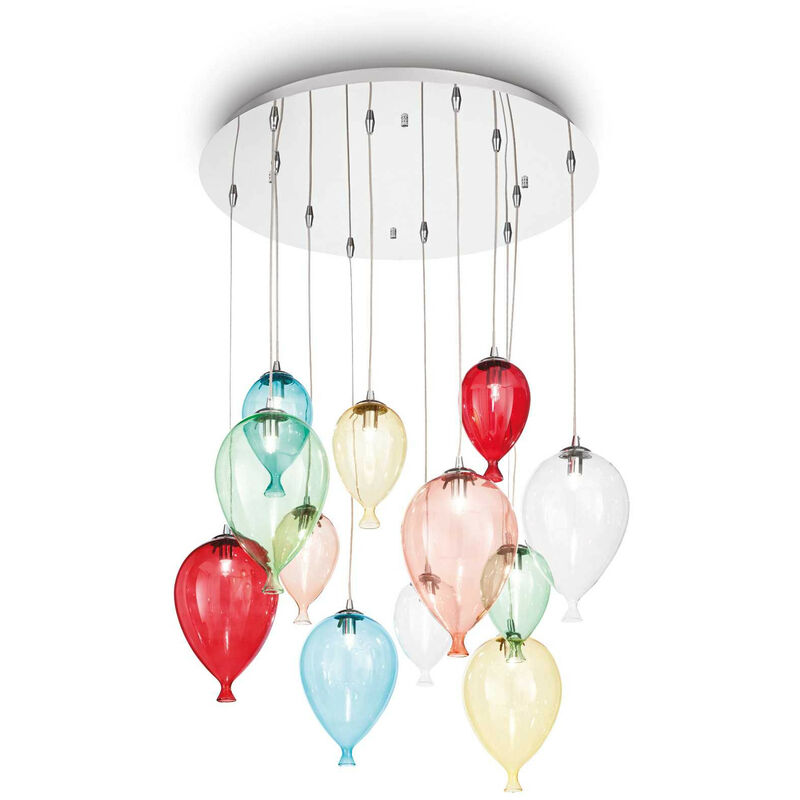 

Ideal Lux Clown - Colgante de racimo de globos grandes de 12 luces, multicolor, G9