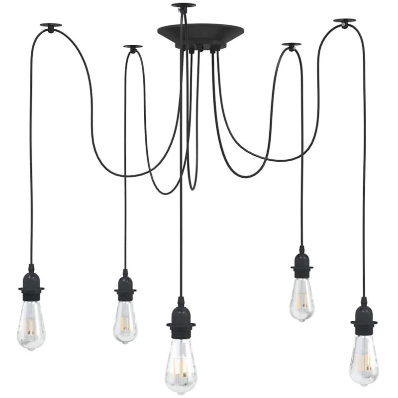Lámpara colgante con 5 portalámparas E27 metal negro Vidaxl