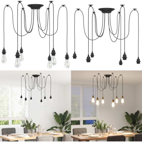 Lámpara colgante con 6 portalámparas E27 metal negro - Iluminación interior - Lámpara con 6 portalámparas