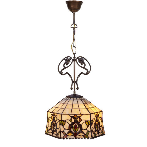 Lámpara Colgante con adorno fundición Tiffany Serie Hexa D-30cm 242466