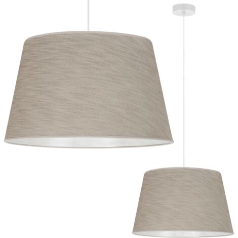 LÁMPARA COLGANTE, CONO DE LINO, BLANCO, 1 PLANO, PANTALLA BEIGE, L05 44CM