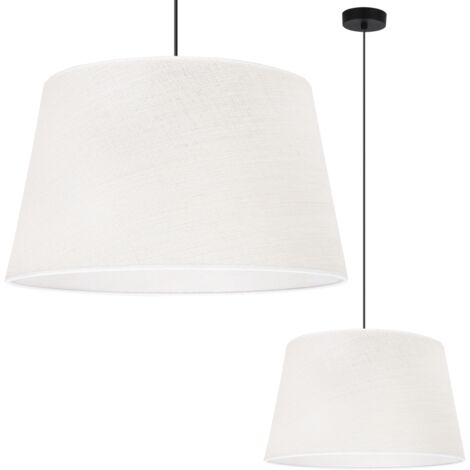 LÁMPARA COLGANTE CONO DE YUTE NEGRO 1 PANTALLA PLANA BLANCA 44CM
