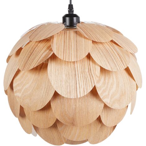 Lámpara colgante contemporánea forma de piña de bambú natural claro Bampur