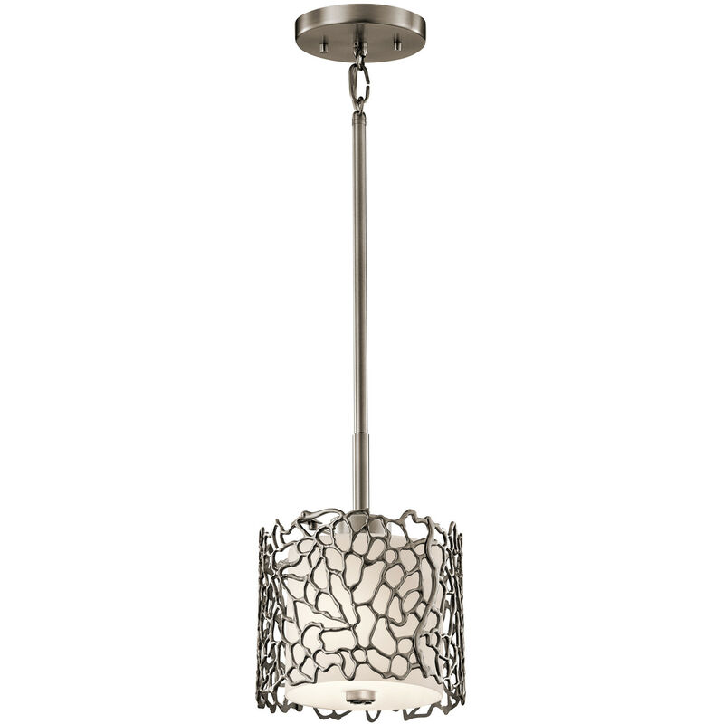 

Coral - Mini colgante de techo con 1 luz, peltre clásico, coral plateado, E27 - Elstead