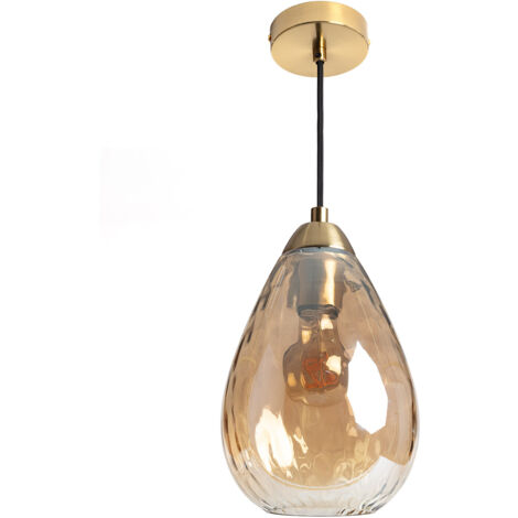 LEDKIA Lámpara Colgante Cristal Eloy Ámbar