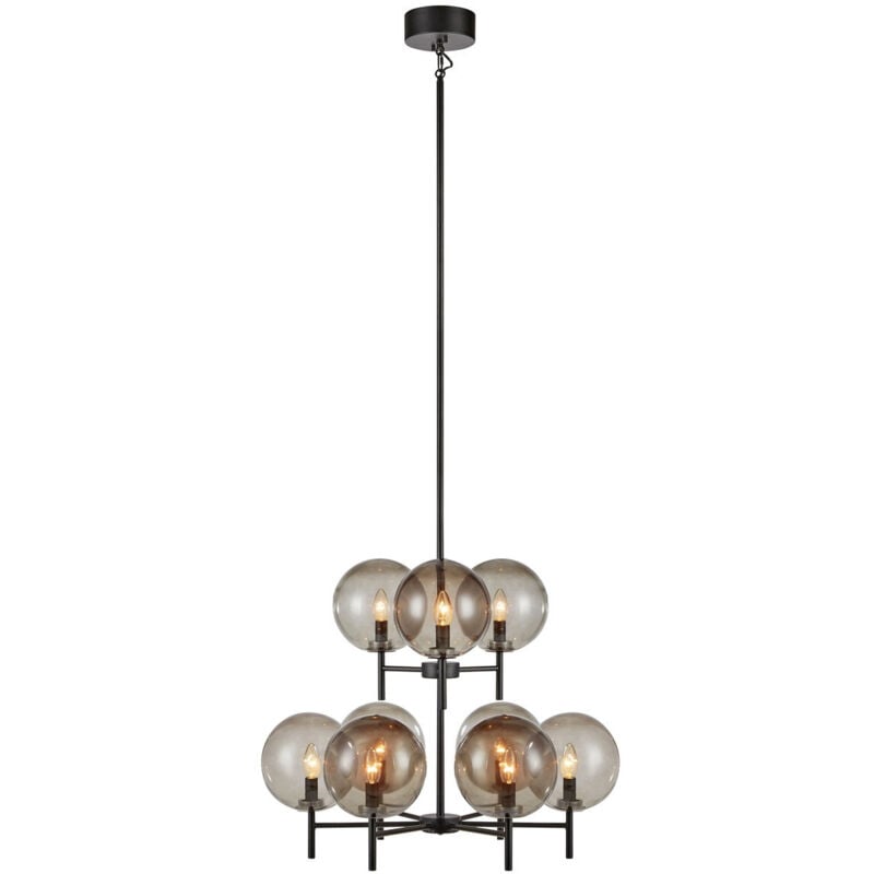 Markslojd - crown Lámpara de Techo Globo de Cristal 9 Luz Negro, Humo