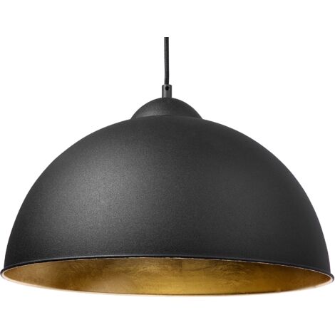 Lámpara colgante de 1 luz medio globo de metal negro estilo industrial Cetina