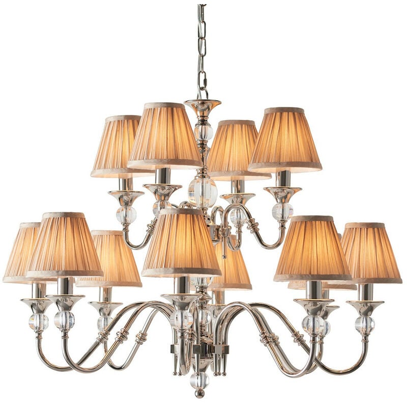 

Interiors 1900 Lighting - Interiors Polina Nickel - Lámpara de araña de 12 luces con varios brazos, acabado en chapa de níquel pulido, E14