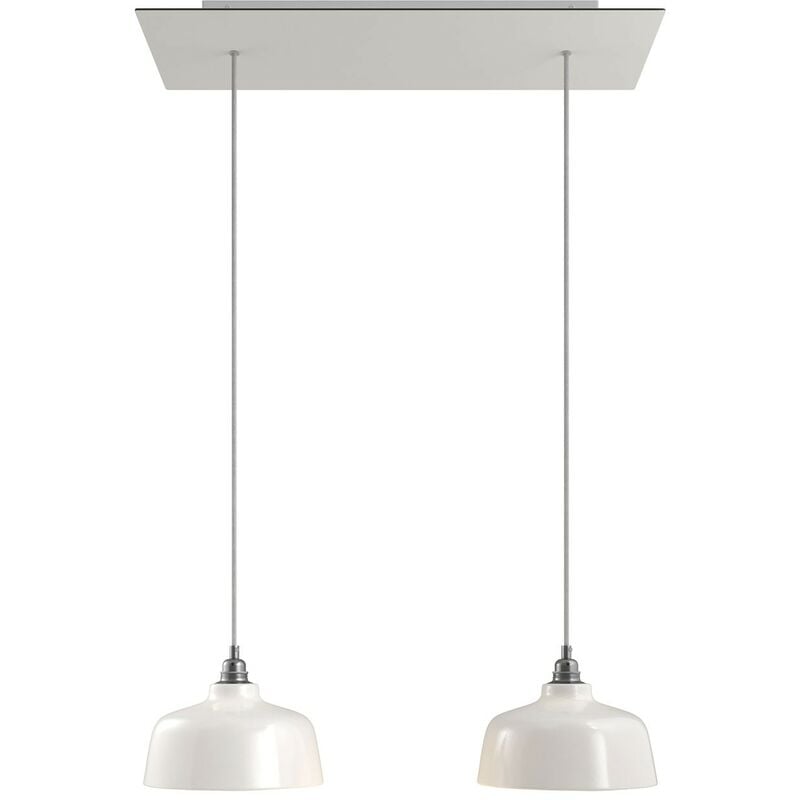 

Lámpara colgante de 2 caídas con Rose-One XXL rectangular de 675 mm con cable textil y pantalla Coppa | Blanco mate - Sin bombilla - Blanco mate