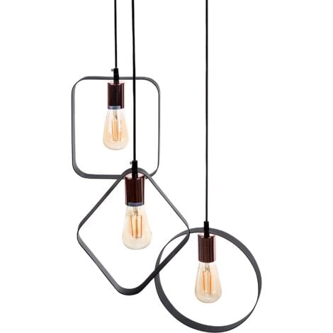 Lámpara colgante de 3 luces geométrica minimalista negra Vomano