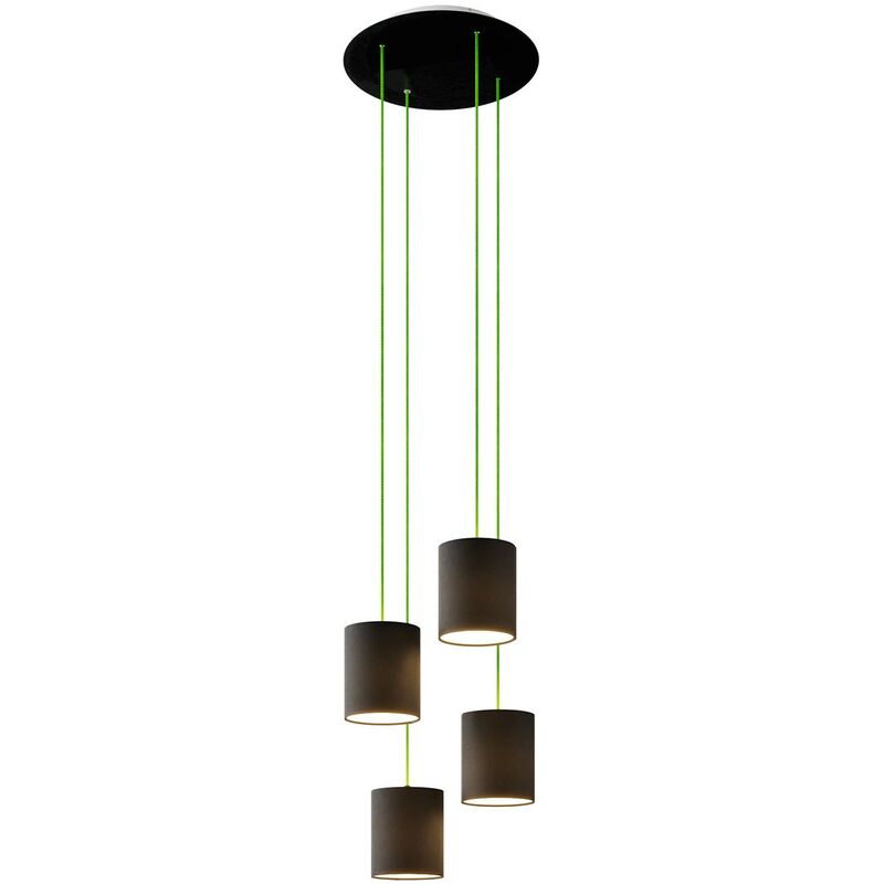 

Lámpara colgante de 4 caídas con XXL Round Rose-One 400 mm completo con cable textil y pantalla en tejido Cilindro | Ya montado - Con bombilla - Tela