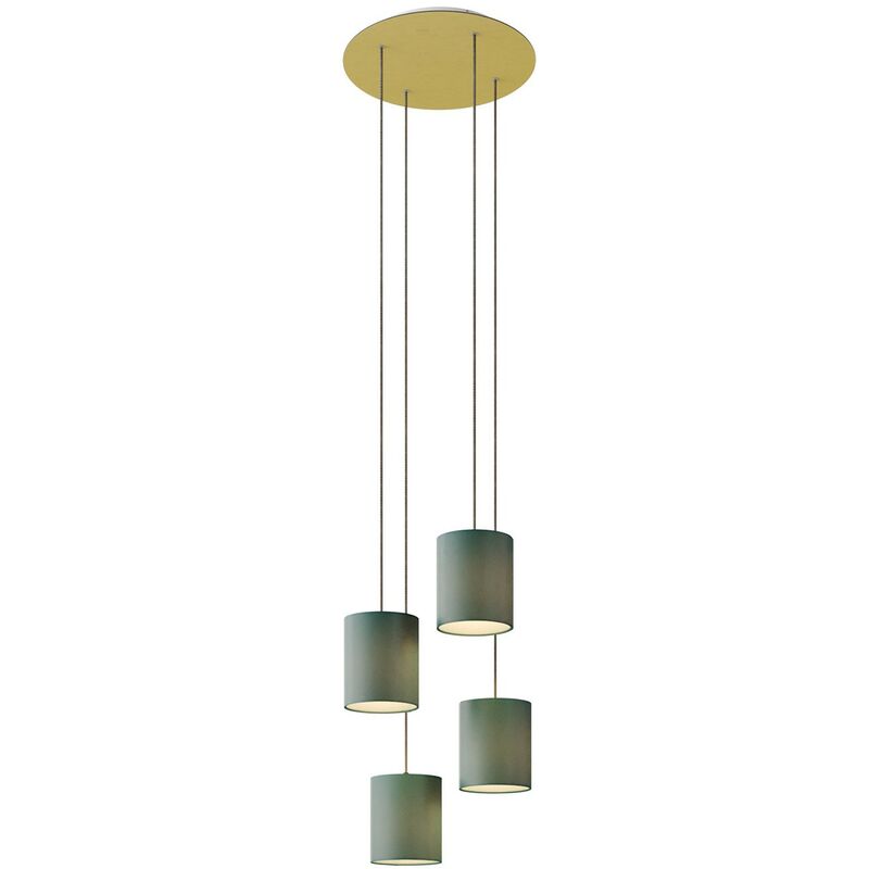 

Lámpara colgante de 4 caídas con XXL Round Rose-One 400 mm completo con cable textil y pantalla en tejido Cilindro | Ya montado - Sin bombilla