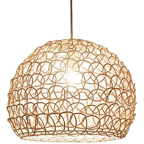 Lámpara colgante de araña de 25 cm Lámpara colgante retro de estilo rural Pantalla de bambú de mimbre tejida a mano Sala de estar Dormitorio Altura ajustable Lámpara de techo Comedor Luz de techo Drop