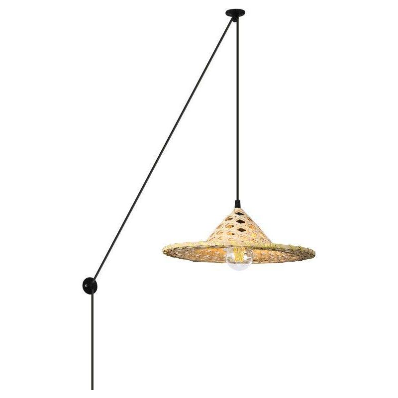 

Lámpara colgante de bamboo con enchufe "NONA" | Negro