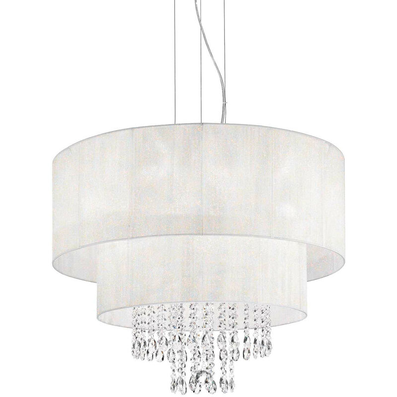 

Ideal Lux Opera - Lámpara colgante de techo con 6 luces, Cromado, Cristales con pantalla blanca, E27