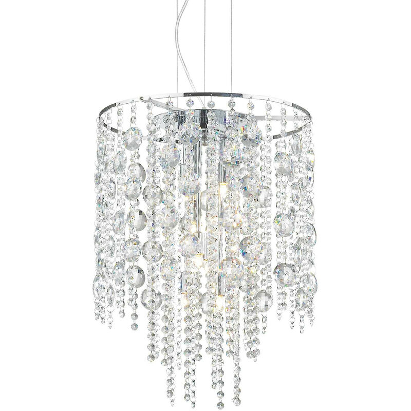 

Ideal Lux Evasione - Lámpara colgante de techo con 8 luces, cromada con cristales, G9
