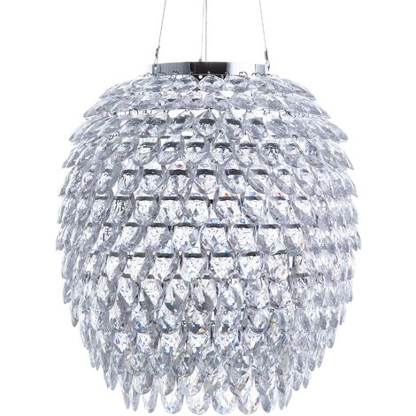 Lámpara colgante de cristal transparente 110 cm estructura de metal con cristales glamour Sauer