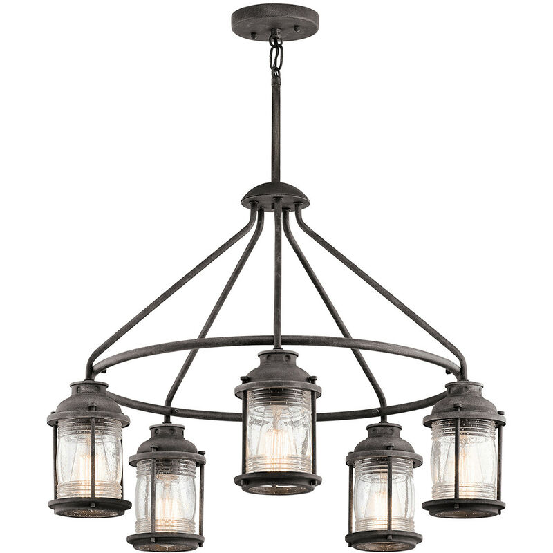 

Elstead Ashland Bay - Lámpara colgante de 5 luces para exteriores con iluminación de zinc IP44, E27
