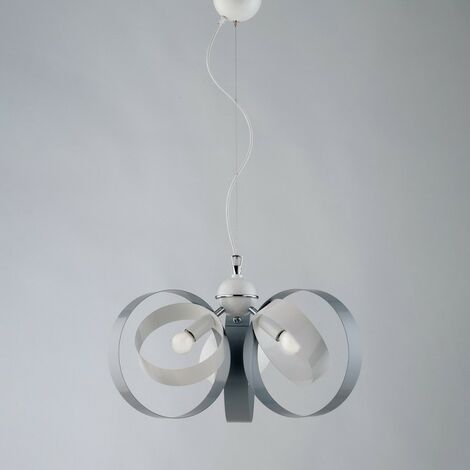 Lámpara colgante de hierro tres luces Blanco Gris 44x h26 cm