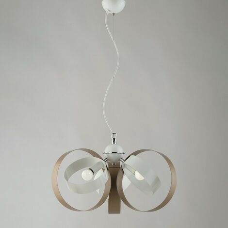 Lámpara colgante de hierro tres luces Tortora Blanco 44x h26 cm