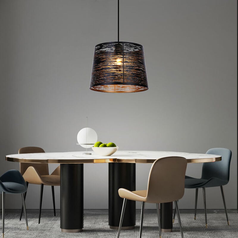 

Lámpara colgante para sala de estar, lámpara de techo de color negro dorado en un juego que incluye bombillas LED