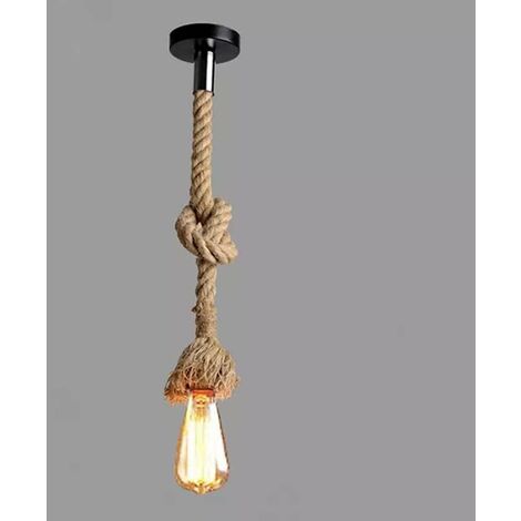 Lámpara colgante de lámpara de techo industrial de cuerda de cáñamo para el hogar, sala de estar, balcón, restaurante (100 cm)