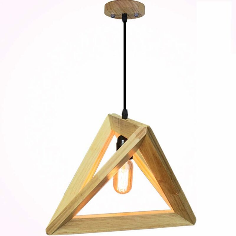 

Lámparas de Colgar de Madera, Lámpara de Techo de Madera Natural, Colgante de Luz Moderna Creativa, Lámpara de Techo Triangular Led E27