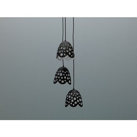 Lámpara colgante de metal con pantalla negra 19,5x19,5x125 cm