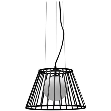 Lámpara colgante de metal con pantalla negra 25/35x20/35x120h cm