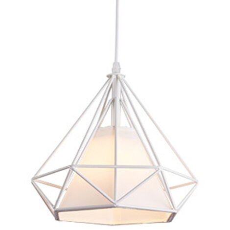 Lámpara Colgante de Metal Estilo Vintage, Iluminación Colgante Luz Lámpara de Techo Interior para Cocina, Sala, Comedor, Dormitorio Blanco